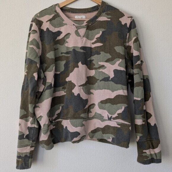 Madewell Miles Crewneck Sweatshirt in Cottontail Camo Size Large Women - Picture 2 of 7